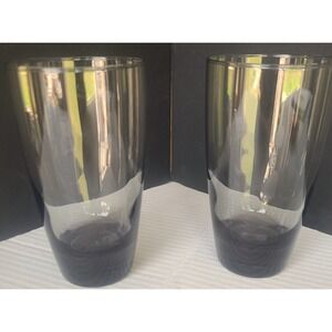 Vintage 16 oz Libbey Smoky Mocha Brown Double Tall 6" Drinking Glasses 2 ct.
